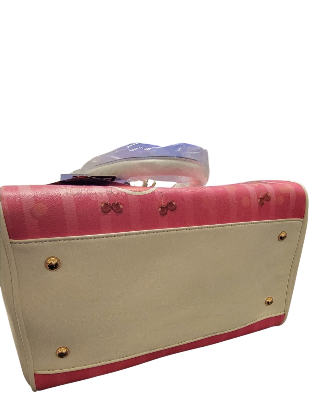 LA Philipe Pink Lip-Print Barrel Bag - Picture 5 of 7